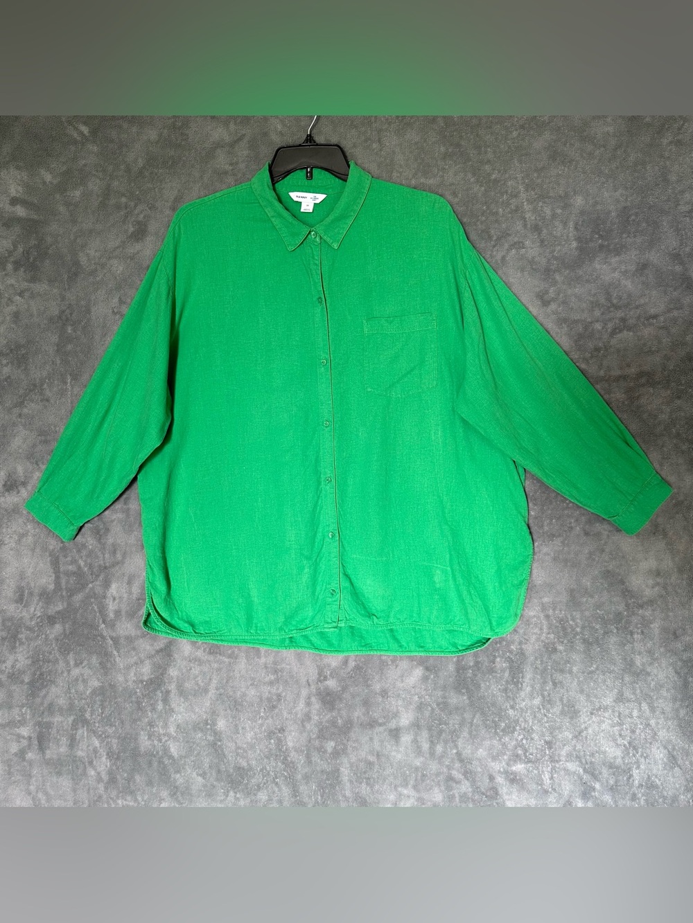 Old Navy Boyfriend Reach for Clover Green Linen Blend Button-Up Shirt 2X